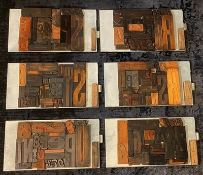 1 x mixed lot of letterpress wooden printing blocks wood type vintage - Image 1 of 4