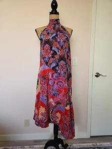 Anthropologie 100% Silk Floral Print Bias Cut Midi Dress Size Medium - Picture 1 of 10