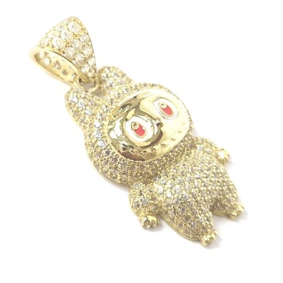 Dije colgante estilo Labubu de oro de 9 quilates piedras de circonita 26,1 mm de alto 15,6 mm de ancho 2,9 g Foto 1 de 4