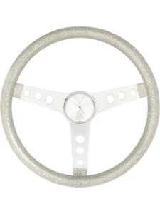 Grant Steering Wheel Metal Flake 15 in Diameter 3-Spoke Silver Metal Fla (8464) - Picture 1 of 12