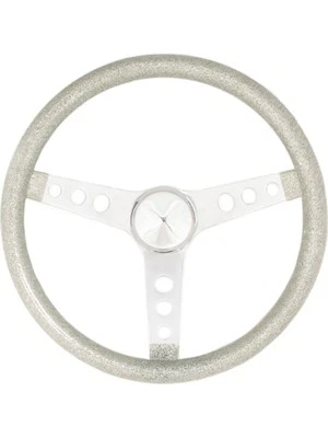 Grant Steering Wheel Metal Flake 15 in Diameter 3-Spoke Silver Metal Fla (8464) - Image 1 of 4
