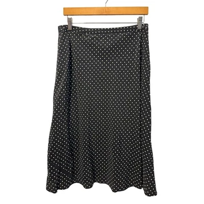 Falda midi de seda negra con lunares talla 10 Kate Hill para mujer Foto 1 de 4