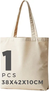 9 Baumwolltasche Natur 145g/m² Unbedruckt 38x42x10 cm Lange Henkel Jutebeutel - Bild 1 von 8
