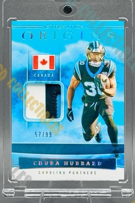 Chuba Hubbard /99 CANADIAN FLAG INTERNATIONAL ORIGINS SP PANINI PANTHERS MINT - Image 1 of 2