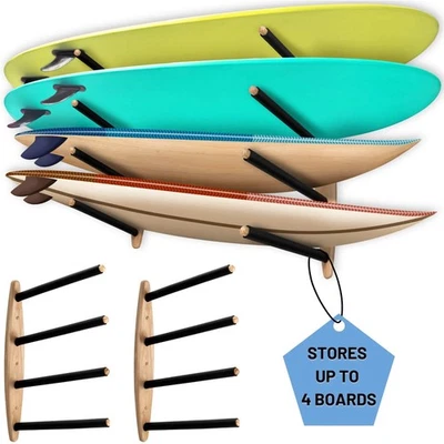 HANG 11 Surfboard Rack Stores Up to 4 Boards Wall Mount Display Storage NEW - Image 1 of 4