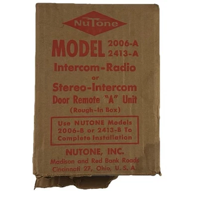 Radio de intercomunicación NuTone 2006-A / 2413-A control remoto una caja áspera NOS con instrucciones Foto 1 de 4