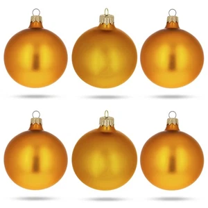 Set of 6 Matte Gold Glass Ball Ornaments 3.25 Inches - Picture 1 of 4