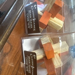 Classic Games Brain Teaser Wood Puzzle 2 Puzzles Pack - Picture 1 of 3