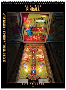 Asgard Press 2026 Vintage Pinball Deluxe Wall Calendar, 11"x15" - Picture 1 of 6