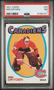 1971 Topps KEN DRYDEN Canadiens de Montréal RC HOF Rookie Card 45 très propre PSA 7 - Photo 1/2