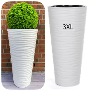 Blumenkübel Slim Rund Welle Extra Hoch Pflanzkübel Blumentopf 2x XXXL (H:79cm) - Bild 1 von 6
