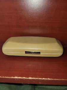 Tommy Bahama Hard Clamshell Sunglass Case Eyeglass Brown Leather Canvas Glasses - Picture 1 of 3