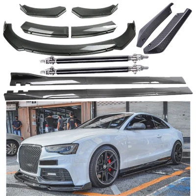 Front Bumper Lip Rear Splitter Spoiler Side Skirt Carbon Fiber For Audi A3 A4 A5 - Image 1 of 4
