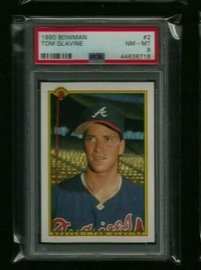 Tom Glavine 1990 Bowman PSA 8 NEAR MINT to MINT! Braves 305 WINS 2-TIME CY YOUNG