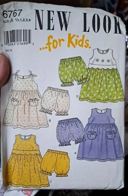 New Look Kids Simplicity 6767 UNCUT Toddler 1/2 To 4 Dress and Panties Sewing - Image 1 of 2