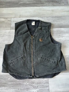 Chaleco De Colección EE. UU. V13MOS Carhartt Sherpa Forrado Cremallera Para Hombre Desteñido Negro Talla XXL Alto - Imagen 1 de 11