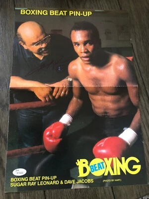 Póster de ritmo de boxeo Sugar Ray Leonard JSA K15442 autógrafo firmado automáticamente pin-up Foto 1 de 2