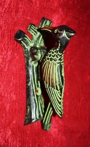 Vintage Brass Door Knocker Woodpecker Shape Handmade Finish Home Doorbell UR24 - Picture 1 of 6