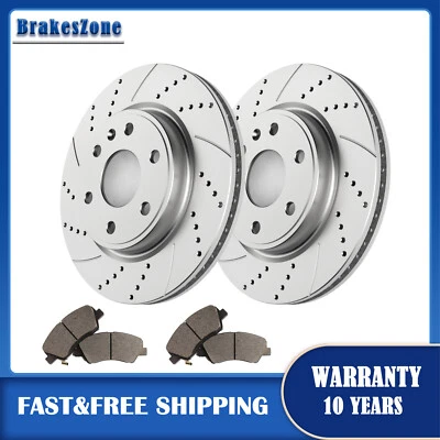 Kit de pastillas de rotores de freno delanteros aptos para GMC Acadia 2007-2016 frenos ranurados perforados Foto 1 de 4