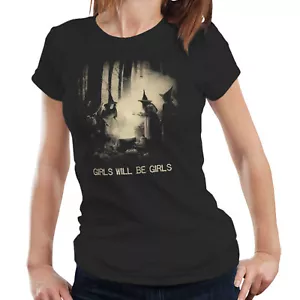 Girls Will Be Girls Fitted Ladies TShirt Halloween Horror Witches Cottagecore - Picture 1 of 7