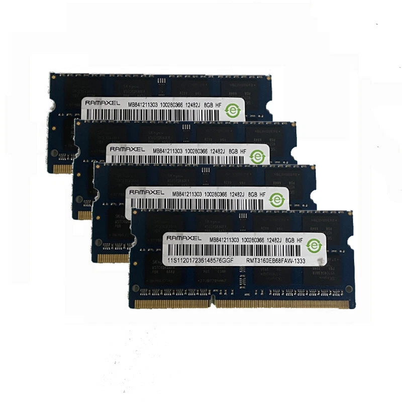 Ramaxel 4X 8GB 2Rx8 PC3-10600 DDR3 1333Mhz SODIMM Laptop Memory RAM 1.5V 204PIN - Image 1 of 1