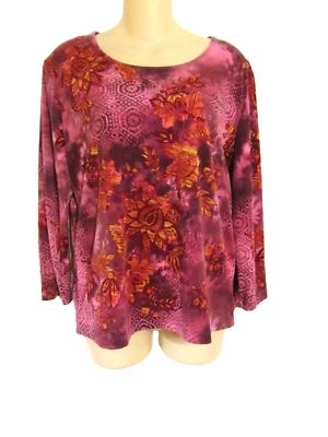 BLUSA TÚNICA TRAVELSMITH BORGONHA/ROSA VERMELHA FLORAL POLIÉSTER PULÔVER L/S Top G - Imagem 1 de 4