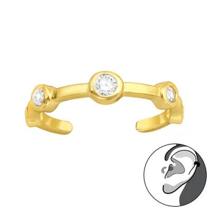 1 Stück Ohrring Ohrklemme Ear Cuff 925 Sterling Silber vergoldet mit Zirkonia - Bild 1 von 2