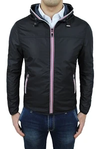 GIUBBOTTO GIACCA UOMO SLIM FIT ESTIVO NERO CASUAL TRENCH IMPERMEABILE - Foto 1 di 3
