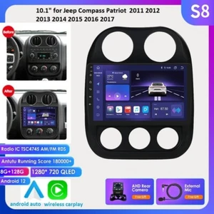 8+128G For JEEP Compass Patriot 2011-2017 Android 13 GPS Stereo CarPlay Radio BT - Picture 1 of 24