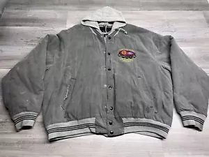 Giacca Bomber Vintage King Louie Zip Up Snap con Cappuccio UAW Ford Plant Distressed XL - Foto 1 di 17