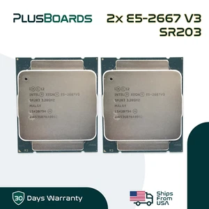 Lot of 2 Intel Xeon E5-2667 V3 3.2GHz 8 Core LGA 2011-3 20M CPU Server Processor - Picture 1 of 6