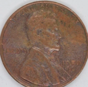 1959 D penny error L on the edge circulated  **Ref. A** - Picture 1 of 3