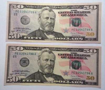 SEQUENTIAL $50.00 2017 A FRN  (E) RICHMOND   NEW  CRISP  UNC - Image 1 of 4