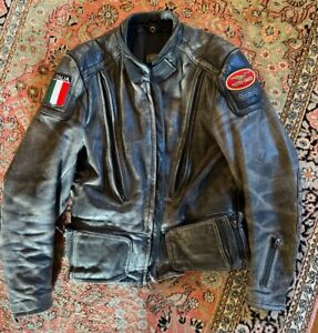 Vintage Hein Gericke V-Pilot Leather Motorcycle Jacket Mens Size 42 Black