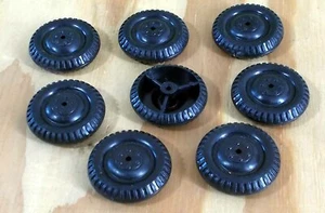 CONTROL LINE BLACK PLASTIC WHEEL - 1 & 1/2" DIA, 2.5mm AXLE HOLE - NEW (QTY 8) - Picture 1 of 1