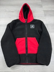 Jordan Jacket Youth L 12/13 Black Sherpa Spell Out Fleece Full Zip Nike Air - Picture 1 of 15