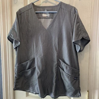 ADAR PRO WOMENS Heather Gray Scrub Top P9100 SZ 2XL EXC COND - Image 1 of 4