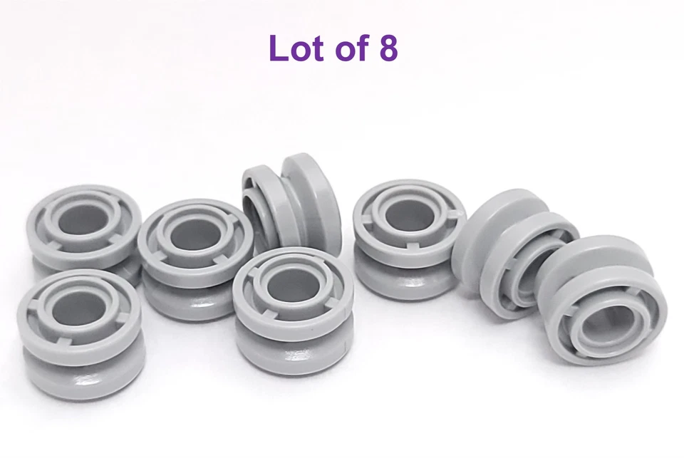 Lego 11mm D. x 8mm roda com ranhura central 4 raios cinza azulado claro lote de 8 - Imagem 1 de 1