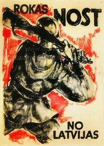 Vintage WW2 Propaganda Latvia Poster Print KEEP HANDS OFF LATVIA! 18x24" - Picture 1 of 1