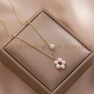 Natural Freshwater Baroque White Pearl Flower Pendant Chain Necklace 18'' - Picture 1 of 5