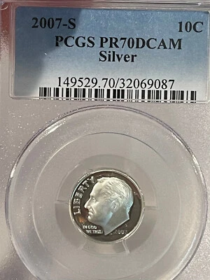 2007-S Roosevelt Dime Silver PR70DCAM PCGS GRADED (#087) - Image 1 of 2