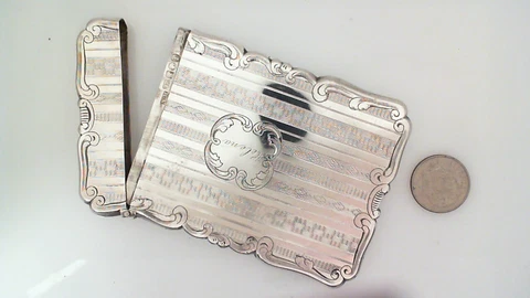 Antique Victorian Sterling Silver Calling Card Case circa 1890 Eng. Helena 40.4 Cover