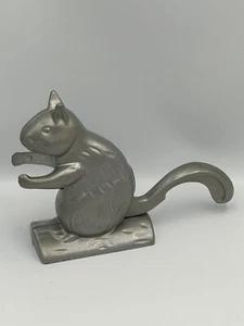 Vintage Metal Squirrel Nut Cracker Mechanical On A Log Cast Aluminum Home Decor - Picture 1 of 19