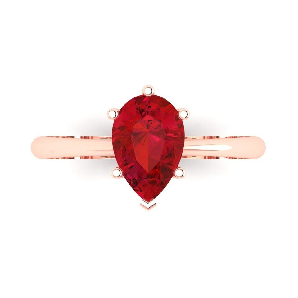 1.5 cttw Simulated Ruby Solitaire Gold Ring for Women - Anniversary Gift - Image 1 of 1