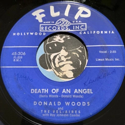 DONALD WOODS & VEL-AIRES Doowop 45 Death Of An Angel b/w Man From Utopia VG+ - Image 1 of 2