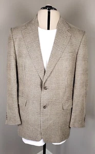 Burberry VTG Glen Plaid Blazer Jacket Sportcoat Brown Tan Burberrys Mens 44R - Picture 1 of 13