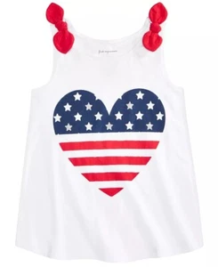 First Impressions BRIGHT WHITE Toddler Girls Cotton Heart Flag Tank Top, US 4T - Picture 1 of 2