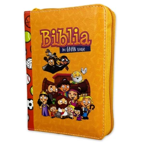 Biblia para Niños Mi Gran Viaje de Bolsillo con Cierre RV1960 imit piel naranja - Imagen 1 de 3
