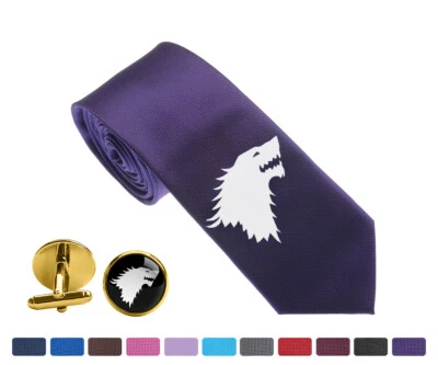 Game Of Thrones Stark Men Skinny Groom 2.5" Party Tie Necktie Cufflink Cuff Link - Image 1 of 3