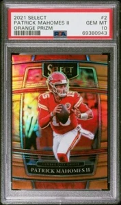 Select Concourse Orange Prizm #2 2021 Patrick Mahomes 4/49 PSA 10 GEM MT Chiefs - Imagen 1 de 2
